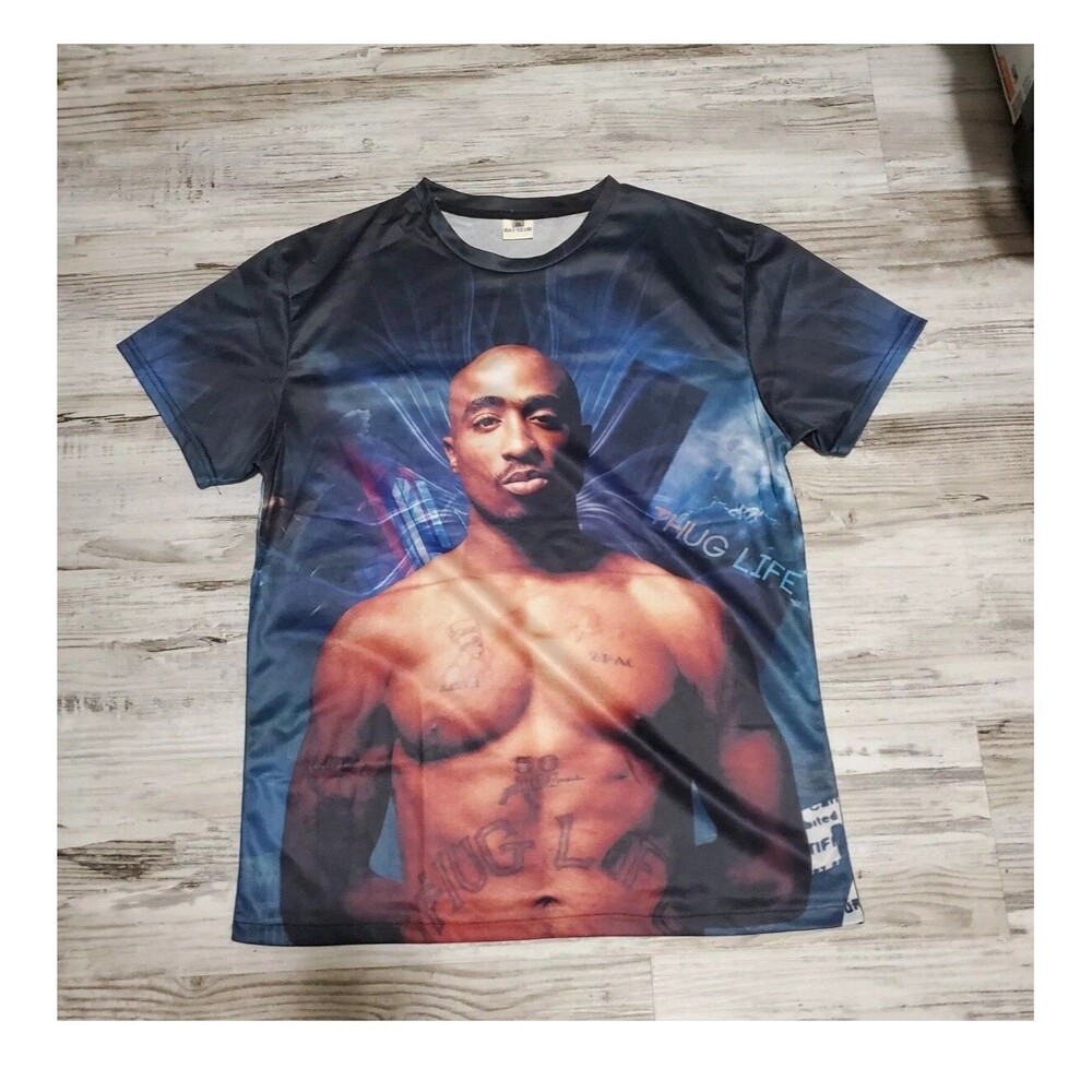 AOP-Bay Club Tupac Jersey Shirt Mens Size Large Double Sided All Over Print